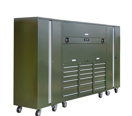 Revestimiento con revestimiento de resistencia duradero gabinetes de garaje caja de herramientas gabinete de cofre con banco de trabajo de metal