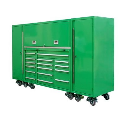 Cabinet de rodadura de acero inoxidable negro de 72 pulgadas de caja de herramientas para la organización del garaje