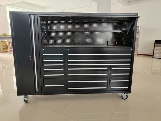 Cerradura de llave 16 cajones caja de herramientas de garaje de trabajo pesado con ruedas y acabado de acero de capa de polvo
