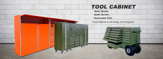 Cabinet de almacenamiento de garaje con manijas y herramientas de acero inox