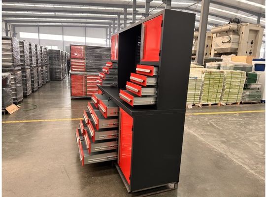 Cabinet de herramientas de almacenamiento de garaje de 72 pulgadas con 5 pulgadas de ruedas de PU y llave de llave