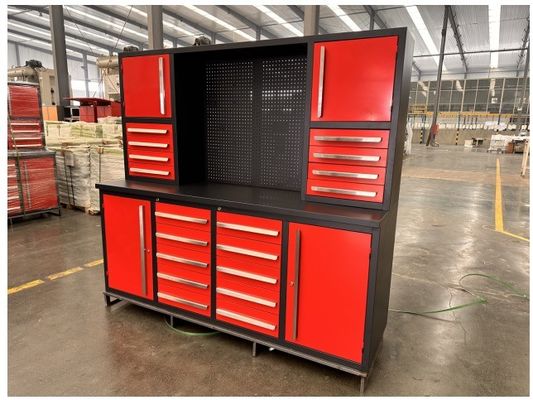 Cabinet de herramientas de almacenamiento de garaje de 72 pulgadas con 5 pulgadas de ruedas de PU y llave de llave