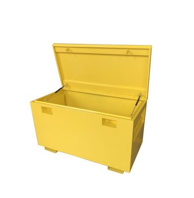 Cuadro de herramientas de trabajo de acero de metal blanco con sistema de bloqueo Hasp y maneja tareas pesadas