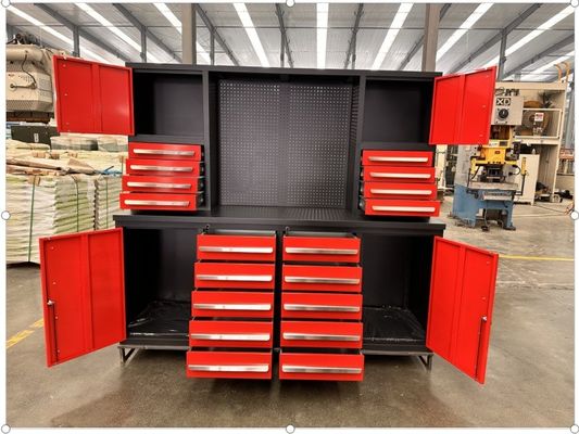Gabinete de herramientas de estación de trabajo de taller con múltiples cajones y configuración personalizada
