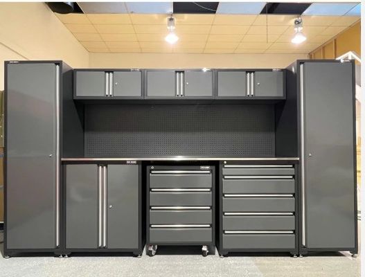 Cabinet de almacenamiento de garaje de pie ajustable de metales pesados de alto uso con gabinete de herramientas rodantes
