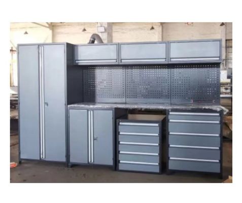Taller de herramientas de esquina de metal con carrito rodante de trabajo pesado y acabado blanco