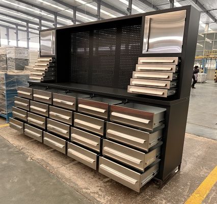 Banco de trabajo funcional de acero inoxidable para almacenamiento de herramientas de talleres y cajones de trabajo pesado