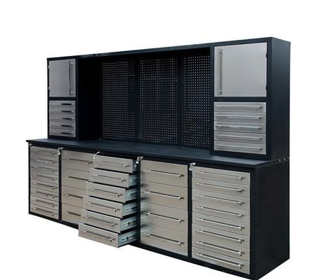 El último taller de garaje 20 cajones armario de herramientas de metal de trabajo pesado con pegboard