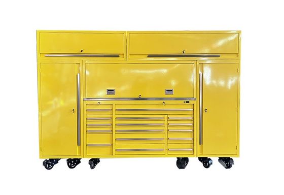 Las manijas de acero inoxidable y el acero de revestimiento en polvo terminan la actualización perfecta del gabinete de herramientas