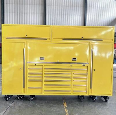 Las manijas de acero inoxidable y el acero de revestimiento en polvo terminan la actualización perfecta del gabinete de herramientas