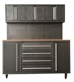 Caja de herramientas de rodillos de mango de aluminio con encimera de madera y forro de cajón de espuma EVA