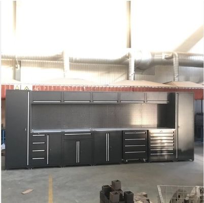 Taller gabinete de garaje caja de herramientas de rodadura negra cajón de metal banco de trabajo para reparación de automóviles