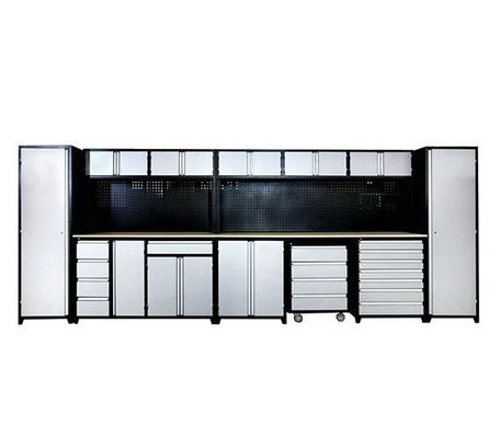 Cabinet de almacenamiento de garaje de metal con iluminación debajo del gabinete y acabado revestido de energía