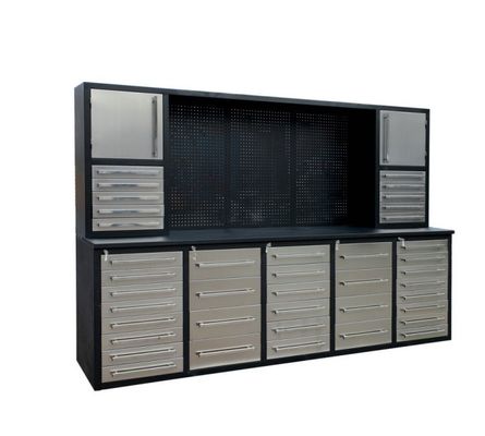 Cabinet de herramientas de garaje con cajones y banco de trabajo de montaje de acero laminado en frío de trabajo pesado