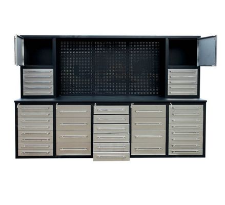 Cabinet de herramientas de garaje con cajones y banco de trabajo de montaje de acero laminado en frío de trabajo pesado