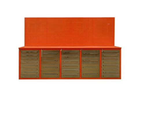 Caja de herramientas de banco de trabajo de acero inoxidable de trabajo pesado para almacenamiento mecánico