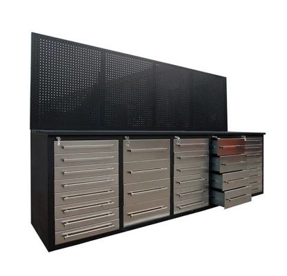 Caja de herramientas de banco de trabajo de acero inoxidable de trabajo pesado para almacenamiento mecánico