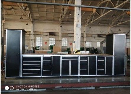 Cabinetes de garaje de chapa de acero laminada en frío recubiertos en polvo para el almacenamiento de herramientas profesionales