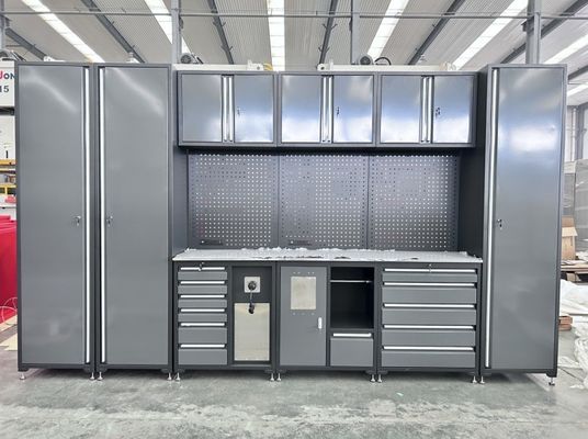 Taller de garaje Combinación de mesa de trabajo con cajones y armario de almacenamiento de herramientas 45 pulgadas