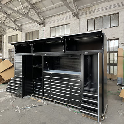 Cabinet de herramientas de rodadura de garaje de acero laminado en frío multifuncional con ruedas y casillero