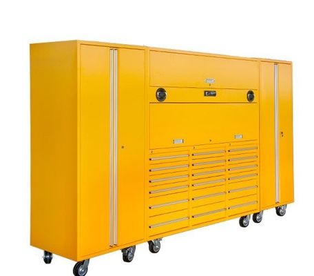 Revestimiento con revestimiento de resistencia duradero gabinetes de garaje caja de herramientas gabinete de cofre con banco de trabajo de metal