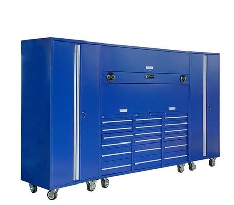 Revestimiento con revestimiento de resistencia duradero gabinetes de garaje caja de herramientas gabinete de cofre con banco de trabajo de metal
