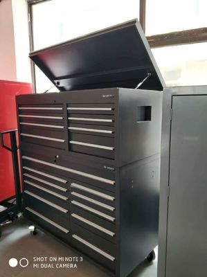 Cabinet de herramientas rodantes de trabajo pesado de 15 cajones de 72&quot; con mangos y ruedas de acero inoxidable