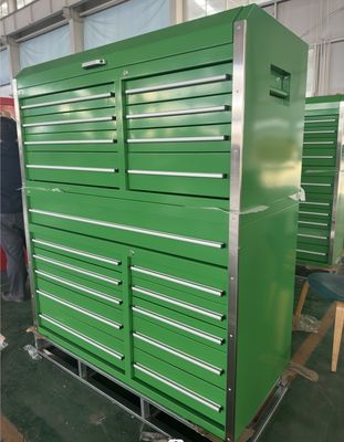Cabinet de herramientas rodantes de trabajo pesado de 15 cajones de 72&quot; con mangos y ruedas de acero inoxidable