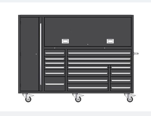 Cabinet de herramientas de metal industrial de garaje a medida Roller negro para taller de trabajo pesado