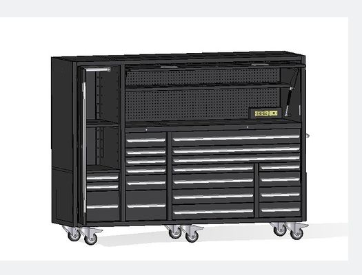 Cabinet de herramientas de metal industrial de garaje a medida Roller negro para taller de trabajo pesado