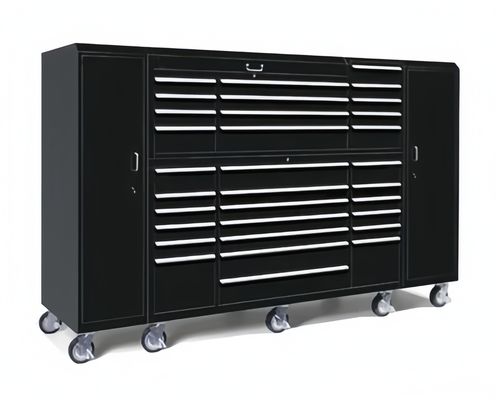 Caja de herramientas de rodadura de metal de 72 pulgadas con asas de acero inoxidable y caja de herramientas de almacenamiento
